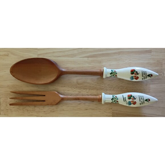 Rosland Park Other - Roseland Park NY Vintage Wood and Porcelain Fork & Spoon Salad Serving Set